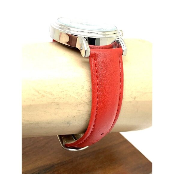 Disney Mickey Mouse Women's Watch Silver Tone Case 38mm Red Leather Band… - Picture 12 of 14